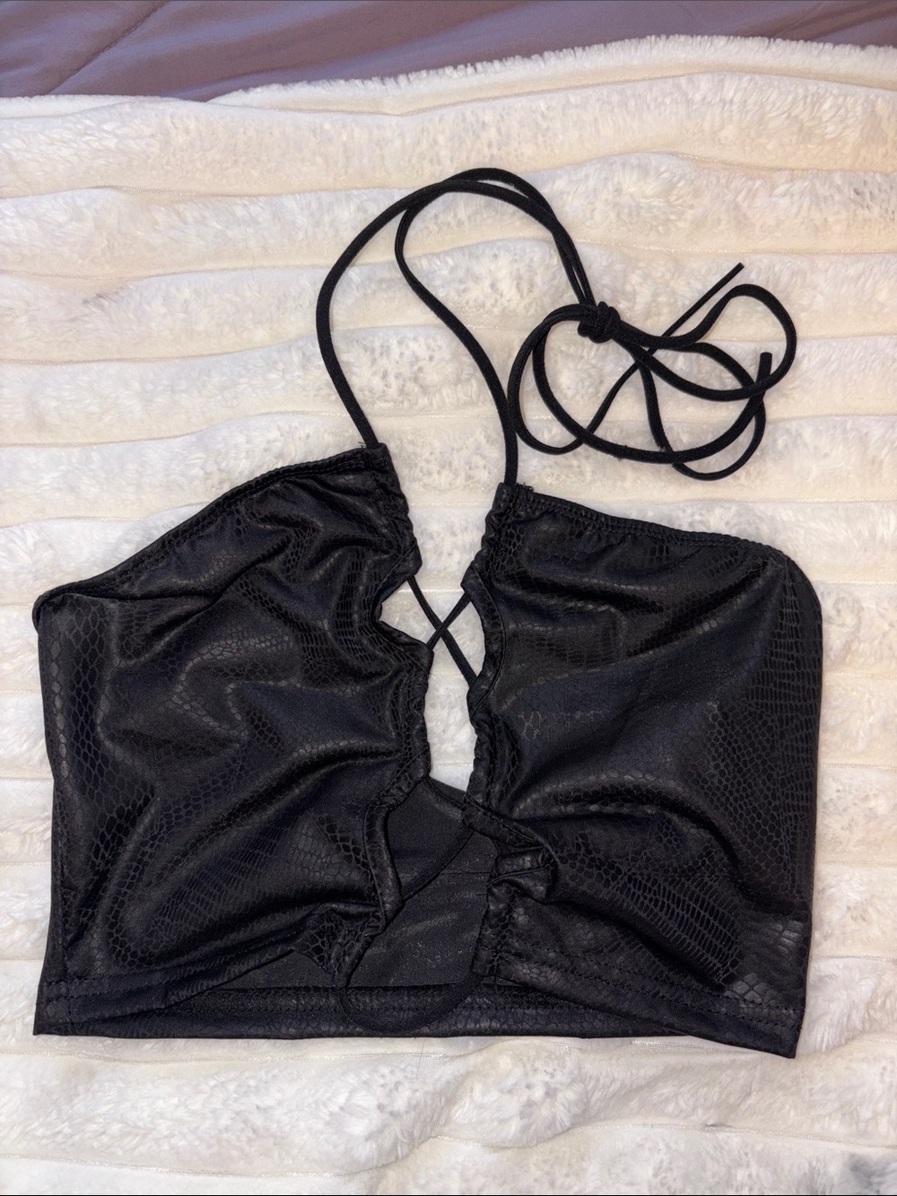 Black Halter Cutout Crop Top